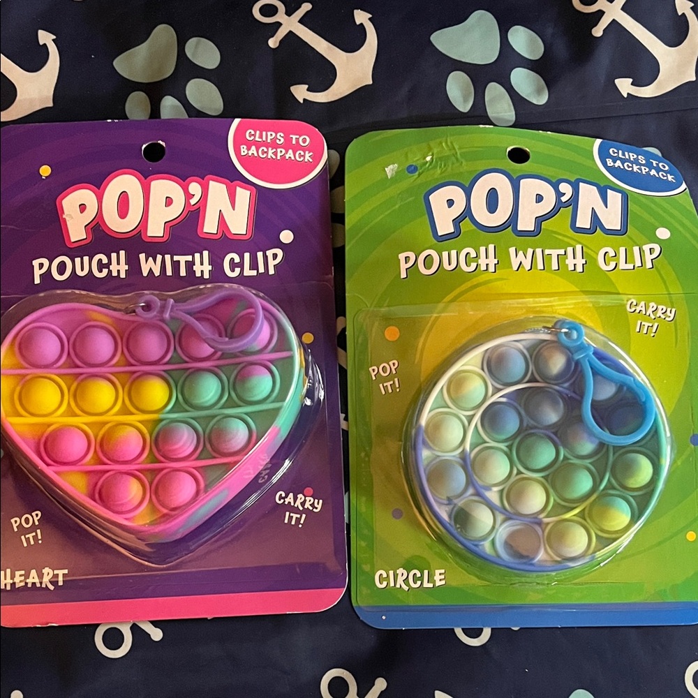 pop Heart and Circle Pouch with Clip - Multicolor